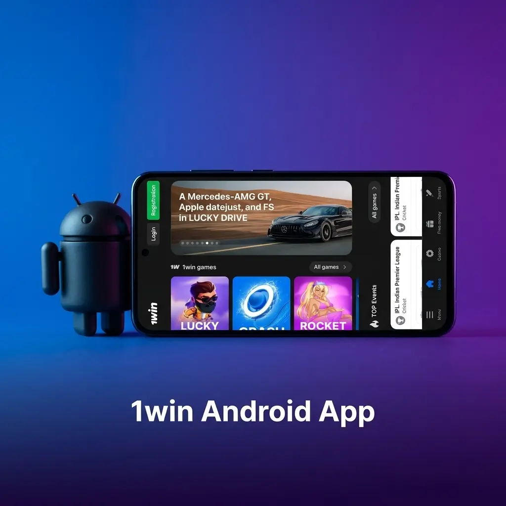 1win Android app download page showing mobile betting and casino access for Android 5.0 and above devices in India