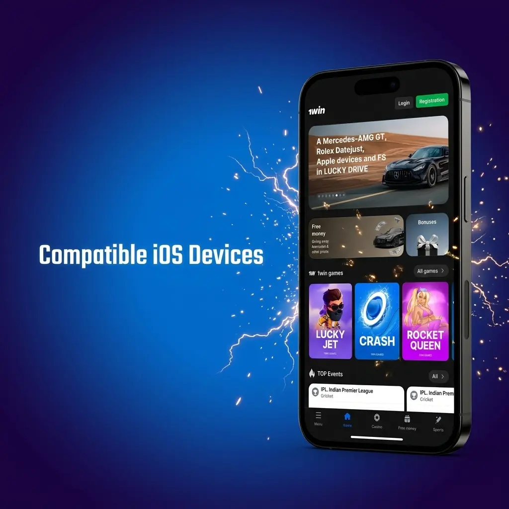 List of compatible iOS devices for 1win app including iPhone X through iPhone 17 series and iPad Air and Pro models