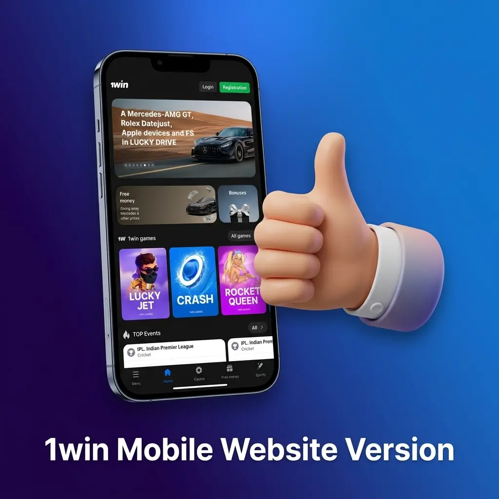 1win mobile website displayed on smartphone browser showing sports betting and casino features, compatible with Android and iOS