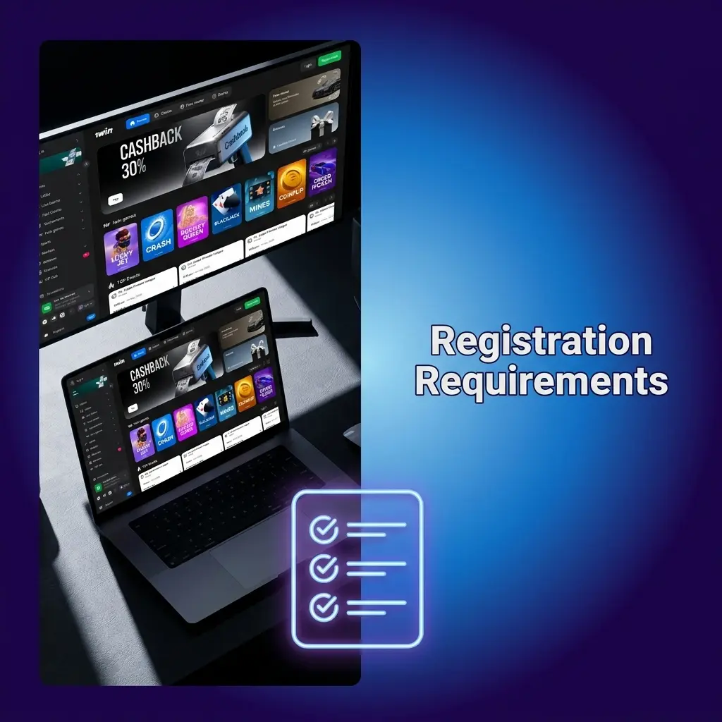 1win registration requirements showing age verification, ID document rules, and single account policy for Indian users