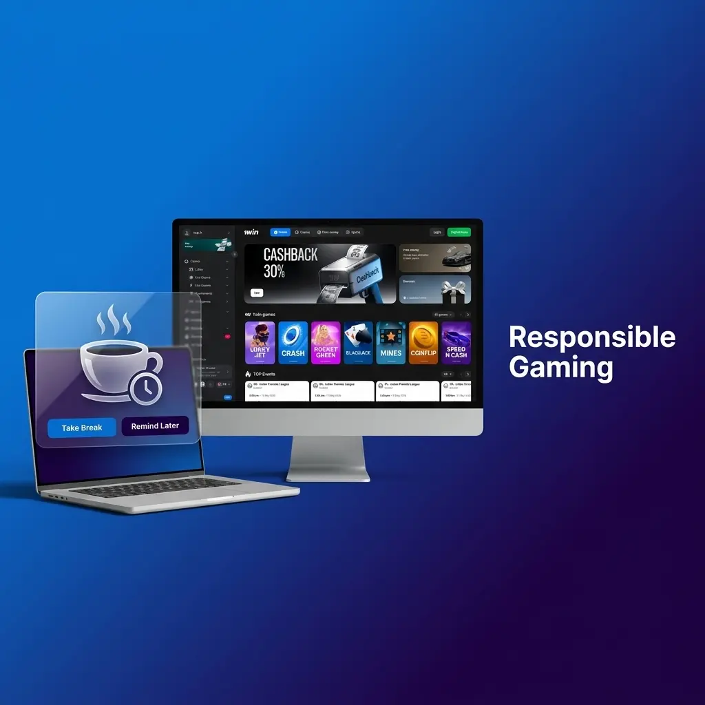 1win responsible gaming tools showing deposit limits, self-exclusion, and player protection features for safe betting in India