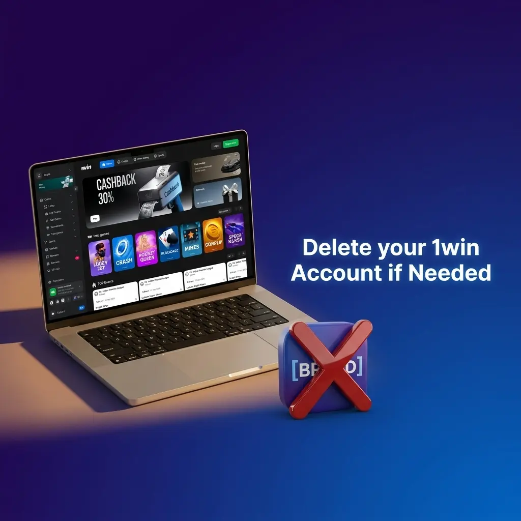 1win account deletion process showing steps to close account via settings or contacting support team