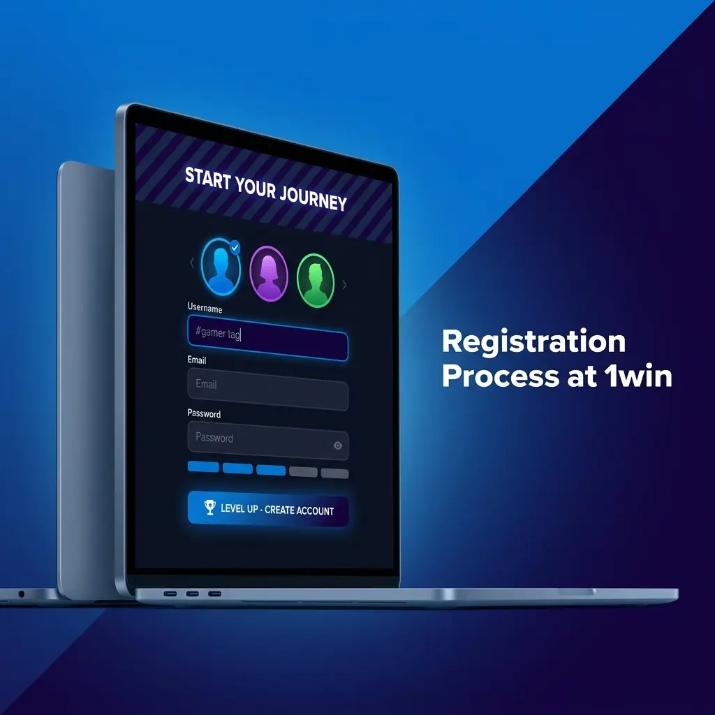 Step-by-step 1win registration process showing sign up form, verification, and welcome bonus activation in INR
